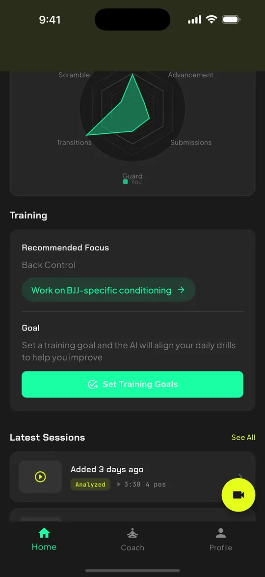 Training sessions list from an earlier Piranha build